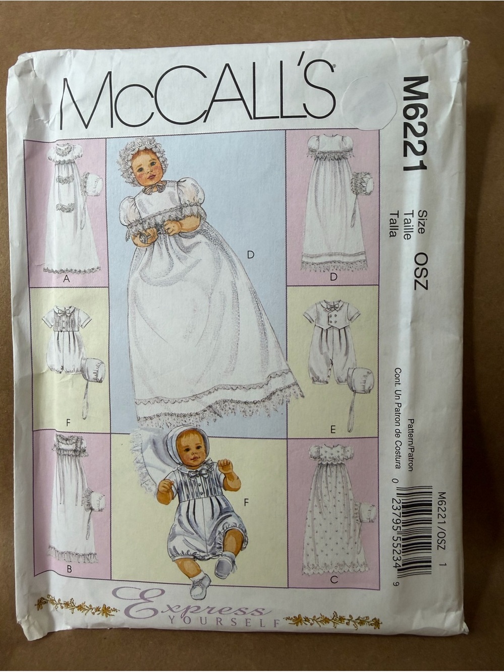 McCall's Pattern M6221 Christening Gown 
UNCUT Infant NB-Large 
NEW OLD STOCK